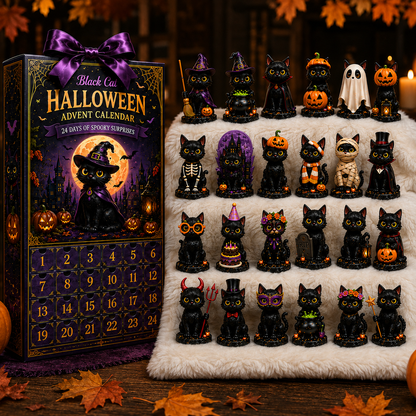🔥Last 30 pcs✨⏰ Limited anniversary edition✨24-Day Christmas Countdown Advent Calendar –Halloween black cat Ornament