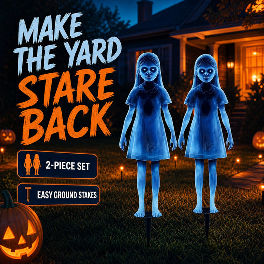 2-Piece Creepy Ghost Girl Garden Stakes for Halloween