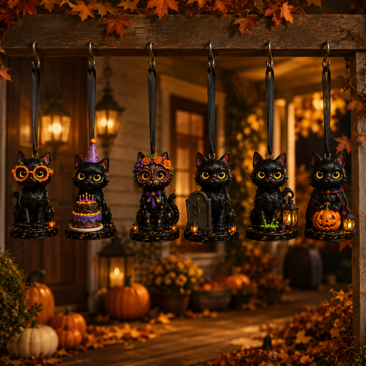 🔥Last 30 pcs✨⏰ Limited anniversary edition✨24-Day Christmas Countdown Advent Calendar –Halloween black cat Ornament