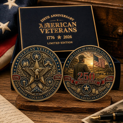 🔥 Last 30pcs🔥 🇺🇸 Limited Edition 250th Anniversary Commemorative Veteran Coin (1776-2026) | The Ultimate Keepsake & Challenge Coin 🦅