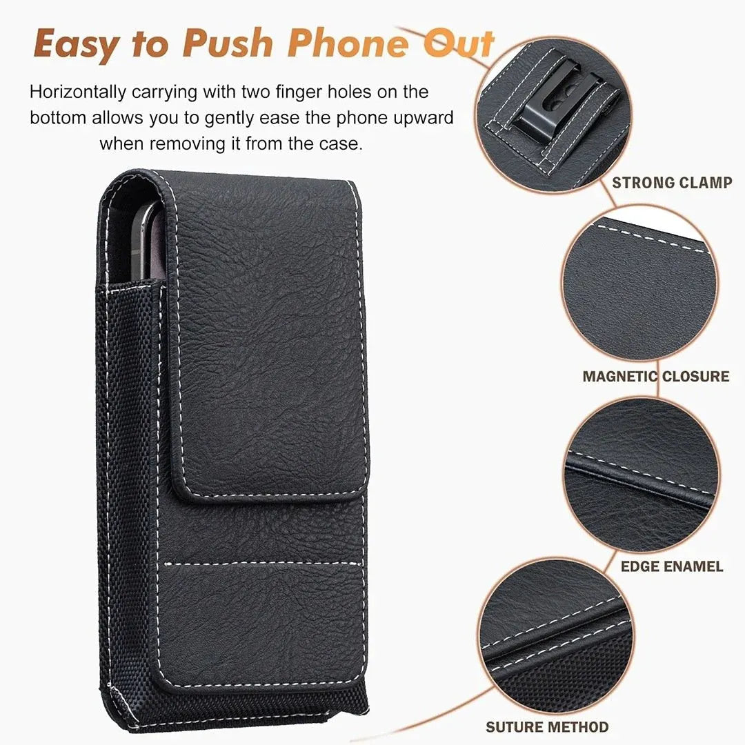 🔥Waist Belt Cell Phone Pouch 📱 Multi-Pocket Leather Holster with Card Holder