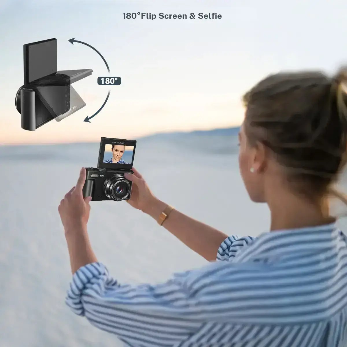 WIKICO 4K Digital Camera, 64MP Photography Camera with 180 Degree Flip Screen and 18X Zoom