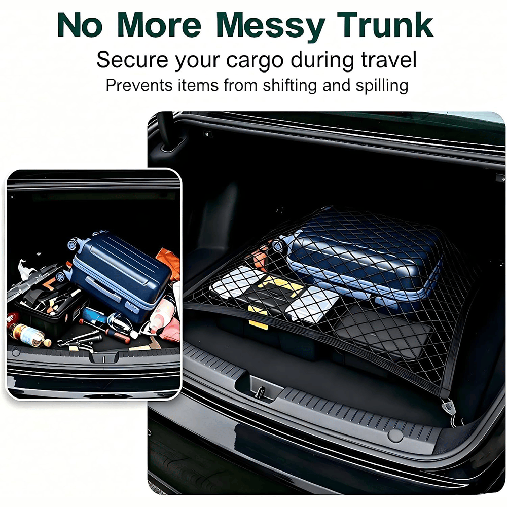 🧳 Heavy-Duty Elastic Cargo Net – Double-Layer Vehicle Storage Organizer