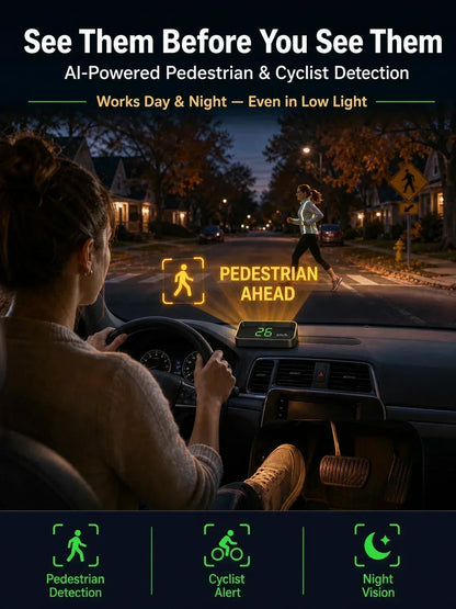 🚗55% OFF NOW! Head-Up Display Car GPS Digital Speedometer – Traffic Light Countdown & Red Light Camera Alert HUD, Universal Driver Safety Warning Device to Avoid Tickets for City Driving
