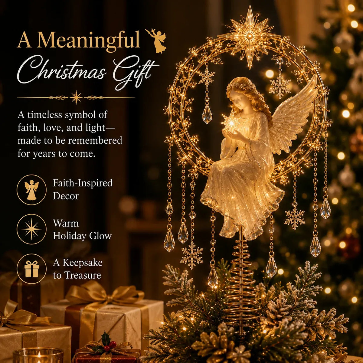 🔥Last Day 49% OFF✨ Angel’s Christmas MoonTM Lighted Angel Tree Topper
