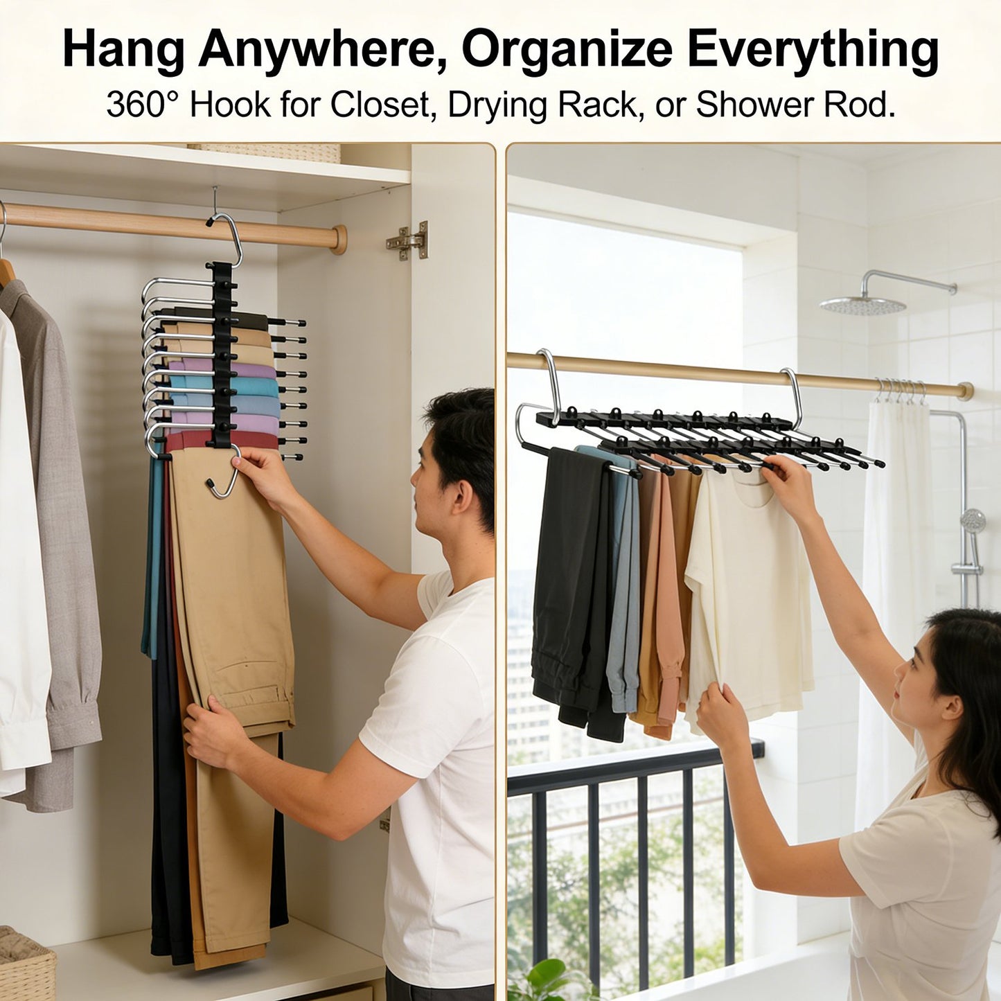 👖 9-Tier Space-Saving Pants Hangers – 2 Pack