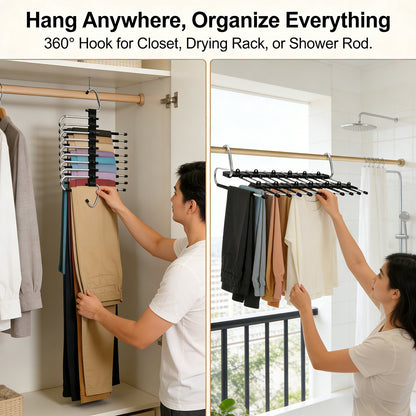 👖 9-Tier Space-Saving Pants Hangers – 2 Pack