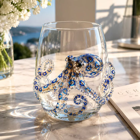 🌊44% OFF – 🔥Artisanal Blue-Ringed Octopus Glass– 3D Ocean-Inspired