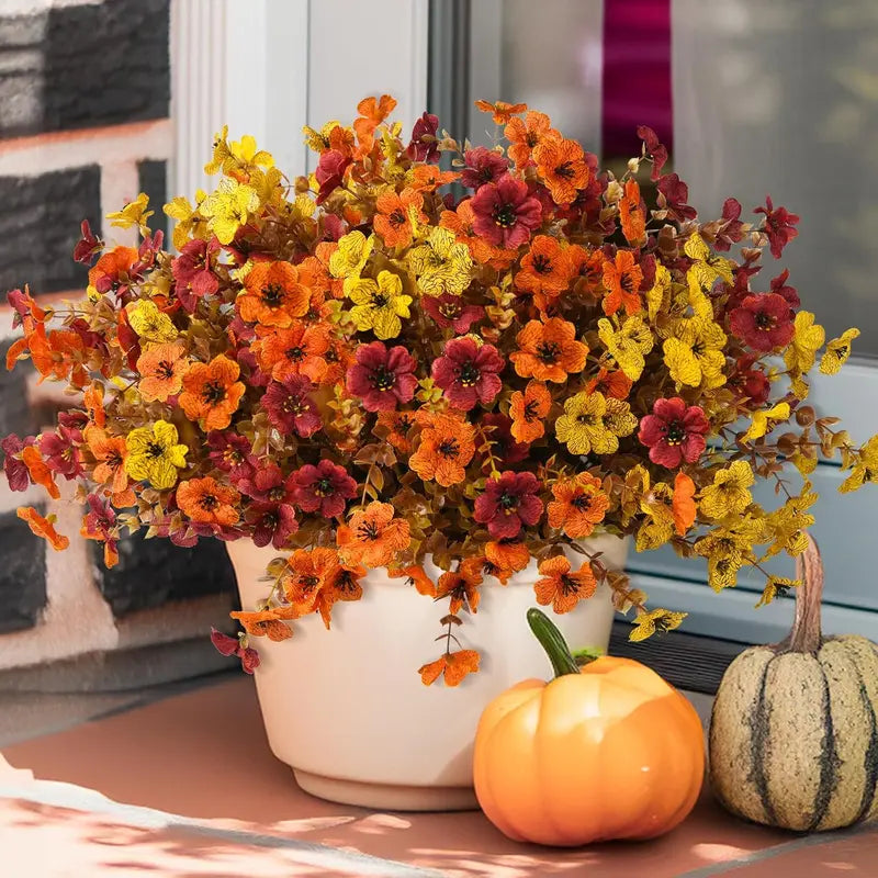 🔥HOT SALE 50 % OFF🍂Fall Artificial Flower Halloween 12pcs, UV Resistant Colorful Fake Flower🍂