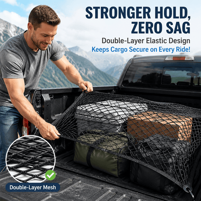 🧳 Heavy-Duty Elastic Cargo Net – Double-Layer Vehicle Storage Organizer