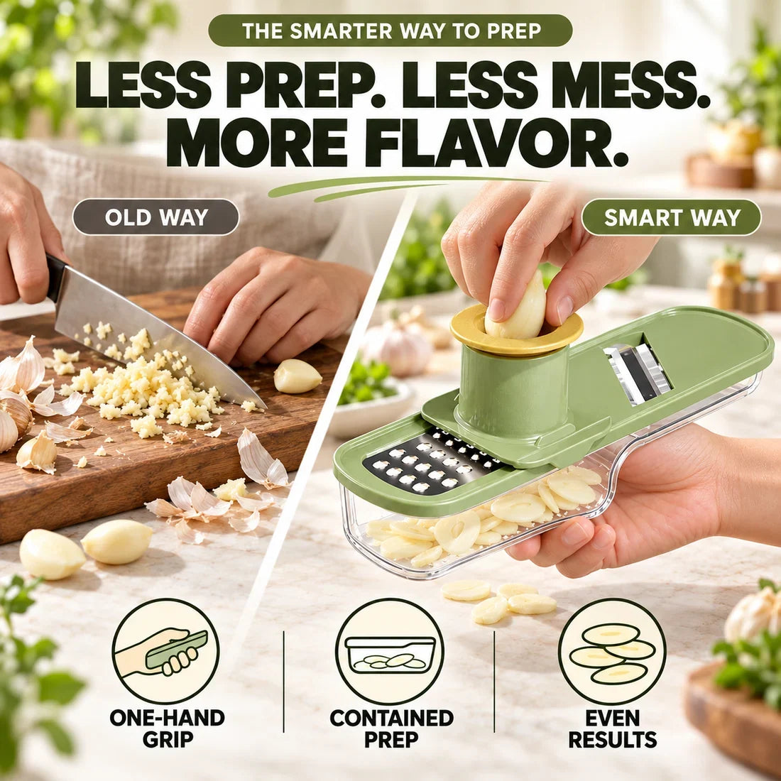✨3-in-1 Ginger & Garlic Slicer, Grater & Grinder – Fast, Safe Meal Prep🧄