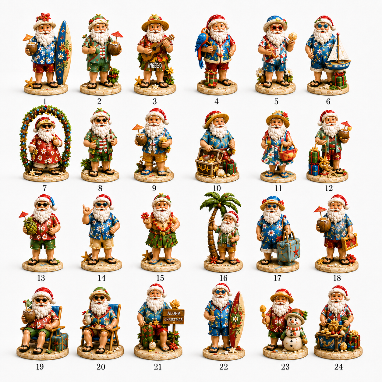 ✨24-Day Christmas Countdown Advent Calendar –Beach Santa
