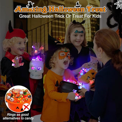 🎃50 Pieces Each Box‼️✨LED Light Halloween Glowing Ring 💍| Flashing Light‑Up Party Favor for Halloween Night👻