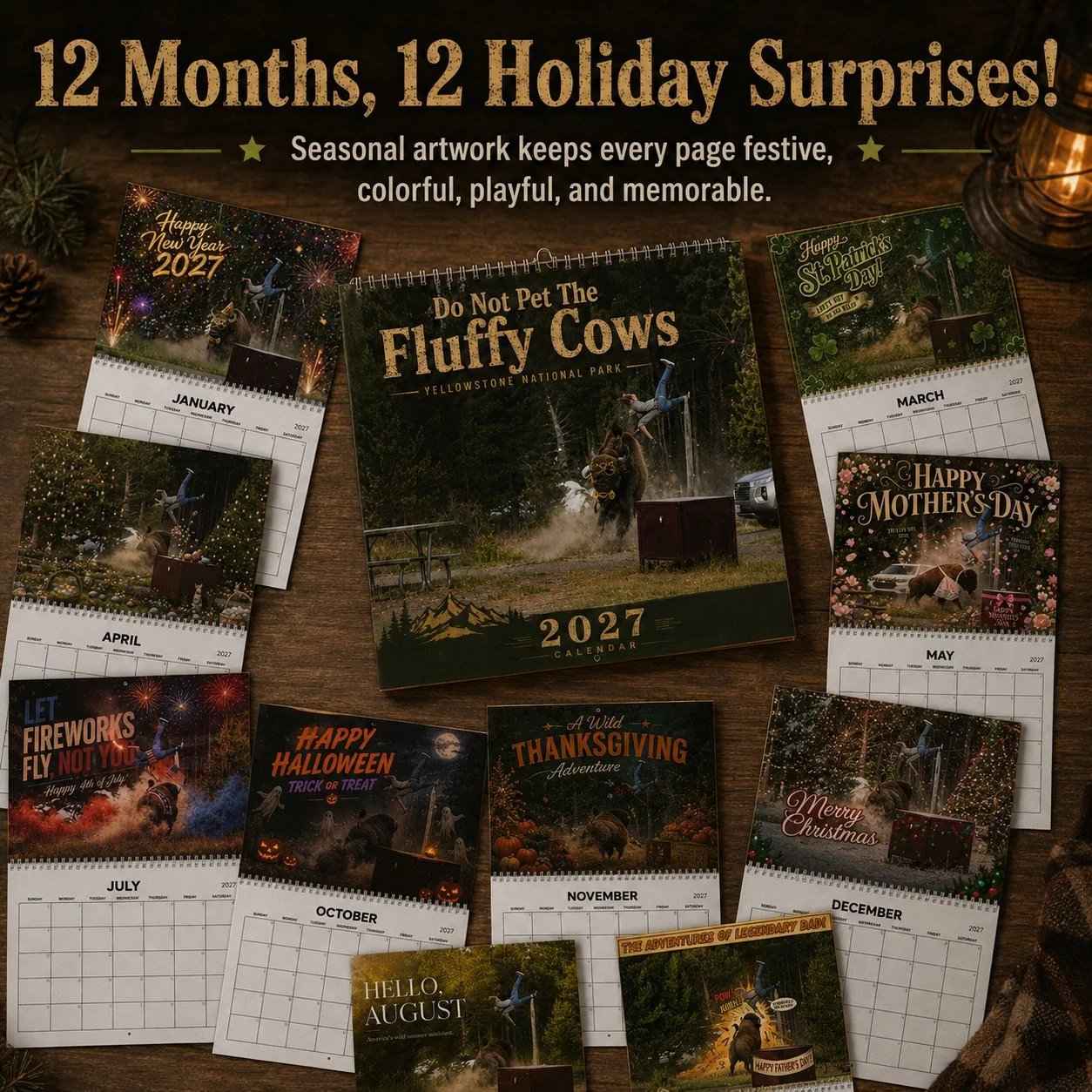 🏞️🔥 Yellowstone Bison 2027 Wall Calendar | The Perfect Blend of Humor, Wildlife & Rustic Decor
