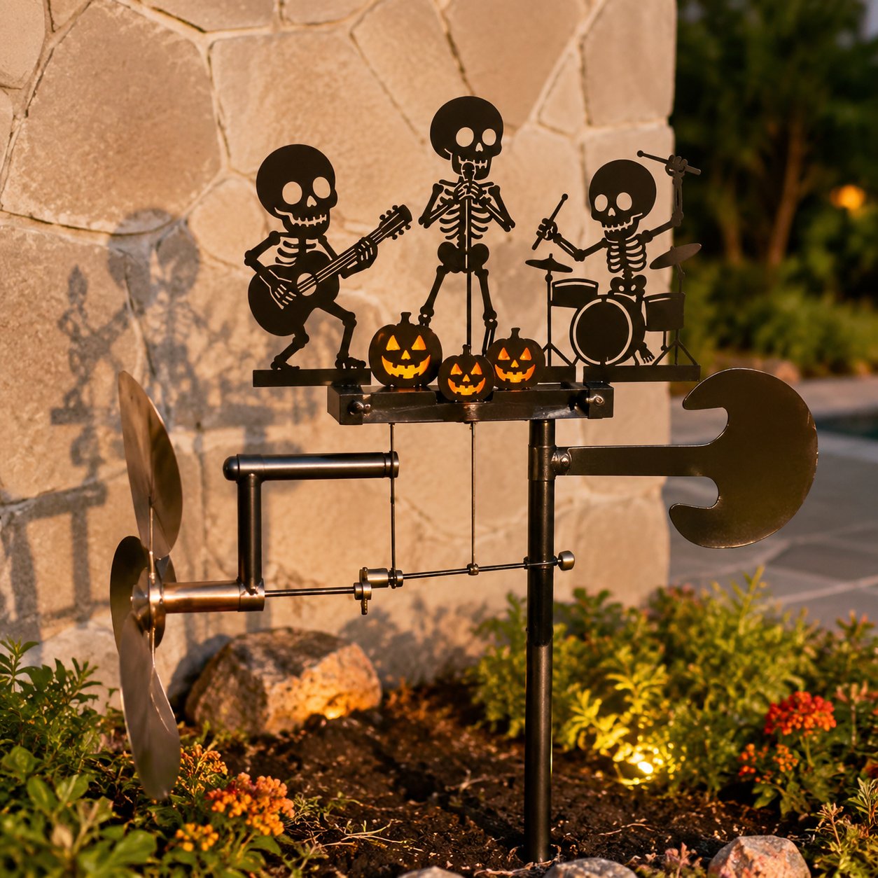 🔥🎃LAST DAY 50% OFF - 💀Halloween Skeleton Metal Drummer Kinetic Wind Spinner