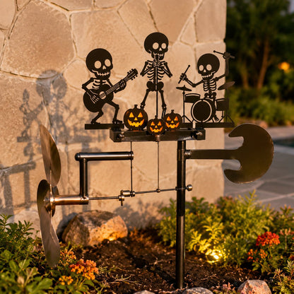 🔥🎃LAST DAY 50% OFF - 💀Halloween Skeleton Metal Drummer Kinetic Wind Spinner