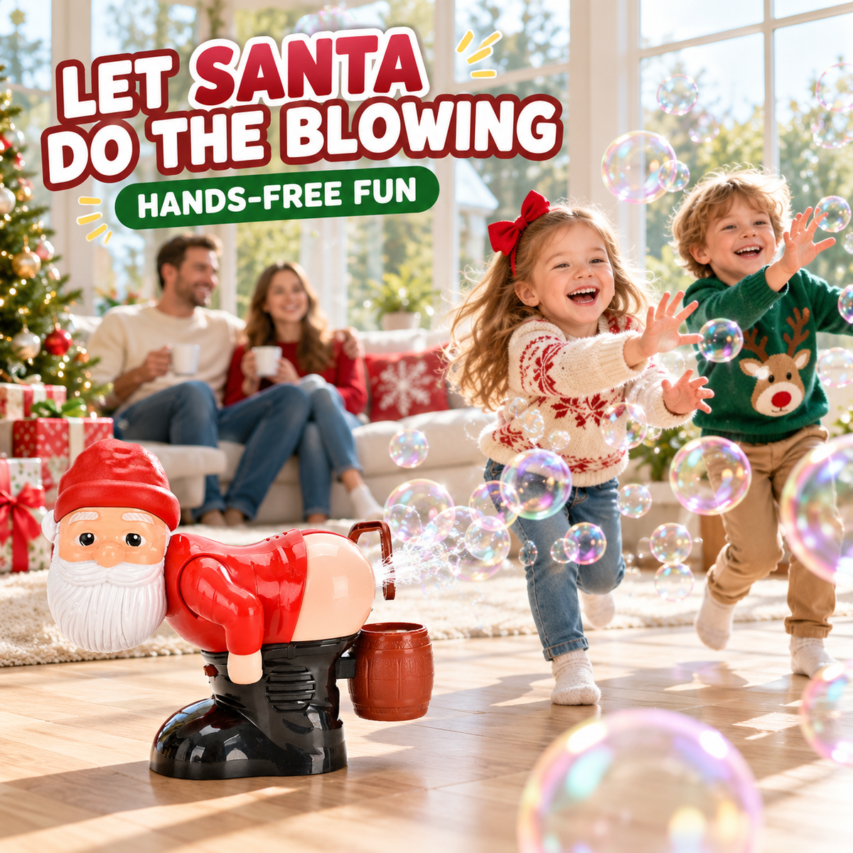 🔥Christmas Sale 50% OFF🎅 Farting Santa Bubble Machine💨 Funny Holiday Party Toy & Gift🎁