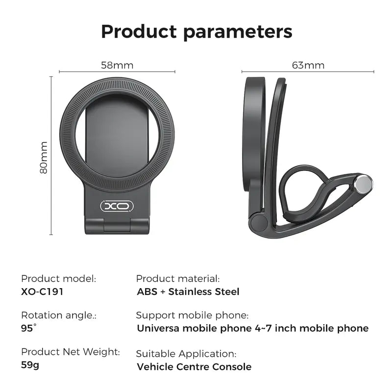 🧲 Strong Magnet Magnetic Car Phone Mount｜Hands‑Free Cellphone Holder, 95° Adjustable