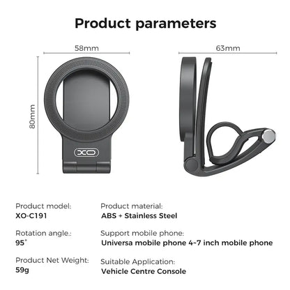 🧲 Strong Magnet Magnetic Car Phone Mount｜Hands‑Free Cellphone Holder, 95° Adjustable