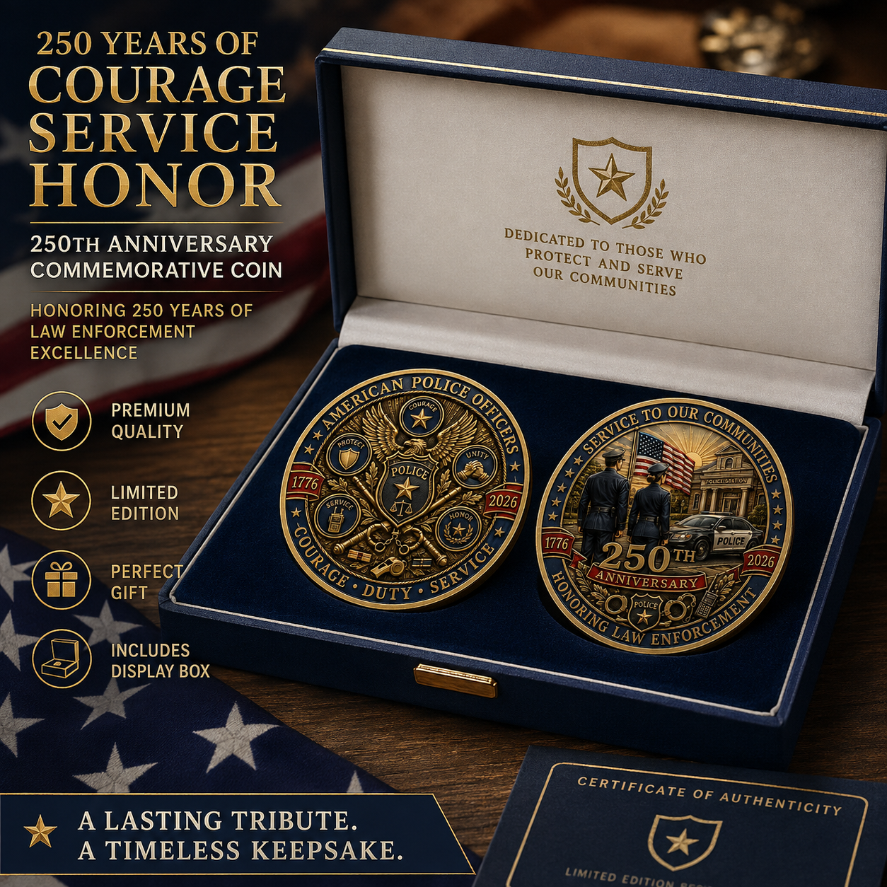🎉🇺🇸 Limited Edition! 🔥🎁The Ultimate "Thank You" – 250th Anniversary American Police Officer Commemorative Coin (1776-2026) 🦅