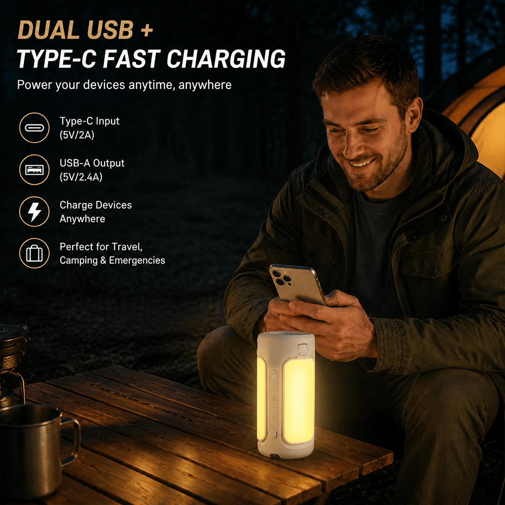 🔦 Rechargeable LED Camping Lantern & Power Bank