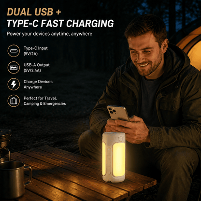 🔦 Rechargeable LED Camping Lantern & Power Bank