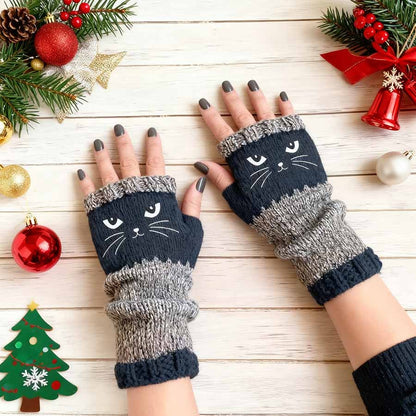 🐱 Cute Women’s Knitted Cat Gloves — For Warm Hands & Free Fingers