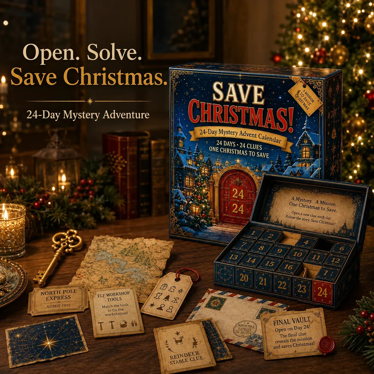⏳ Last Day 49% OFF – 🎄24-Day Mystery Adventure Advent Calendar | Interactive Christmas Puzzle Game with 6 Story Themes, Hidden Clues & Hands-On Challenges 🧩
