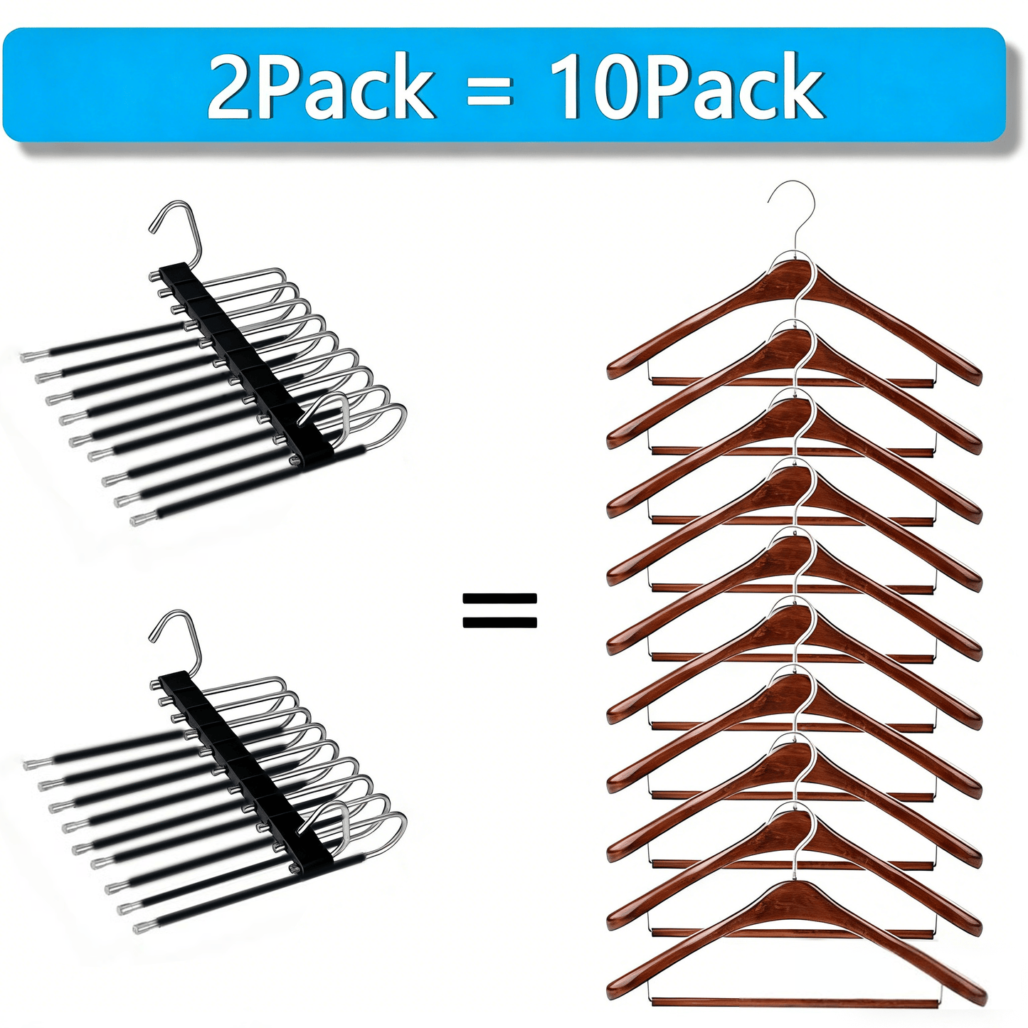 👖 9-Tier Space-Saving Pants Hangers – 2 Pack