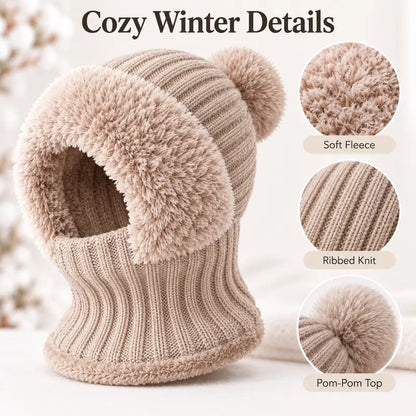Girls' 3-in-1 Fleece Winter Balaclava - Keep Warm Face Covers & Mask with Hat 🧶