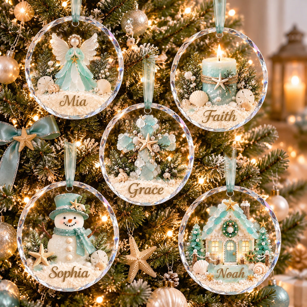 🎄✨Personalized Coastal Beach Christmas Ornament