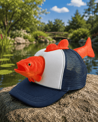 Funny 3D Bass Fish Trucker Hat – Unique Gift for Dads & Fishing Lovers