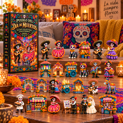 💖Pueblo del Día de Muertos 2026 Countdown Calendar with 24 Unique Miniatures