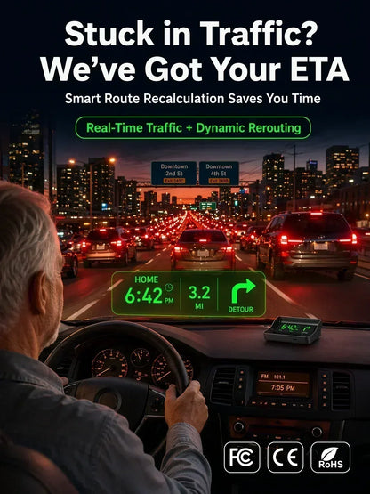 🚗55% OFF NOW! Head-Up Display Car GPS Digital Speedometer – Traffic Light Countdown & Red Light Camera Alert HUD, Universal Driver Safety Warning Device to Avoid Tickets for City Driving
