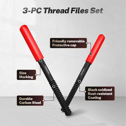 🔥LAST DAY 49% OFF - 🛠️🔩 3Pcs SAE & Metric Thread Repair File Set