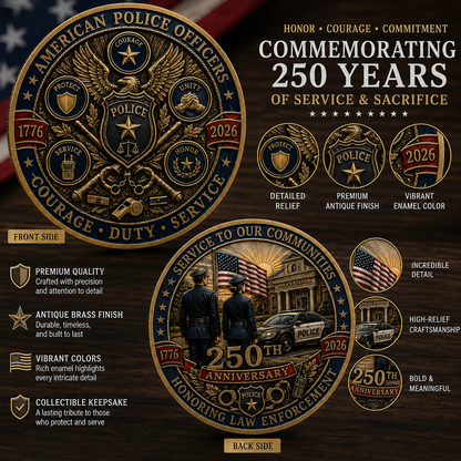 🎉🇺🇸 Limited Edition! 🔥🎁The Ultimate "Thank You" – 250th Anniversary American Police Officer Commemorative Coin (1776-2026) 🦅