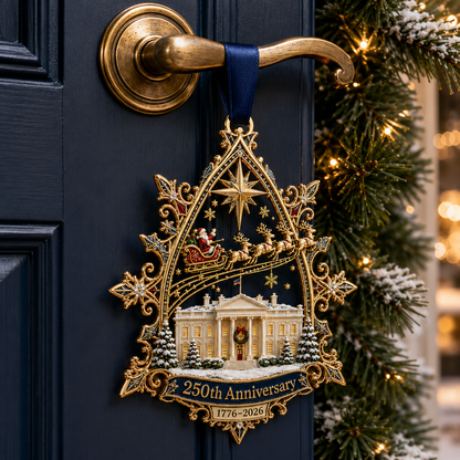 🏆🇺🇸 Limited Edition!🔥250th Anniversary: Santa Flying Over the White House on a Snowy Night