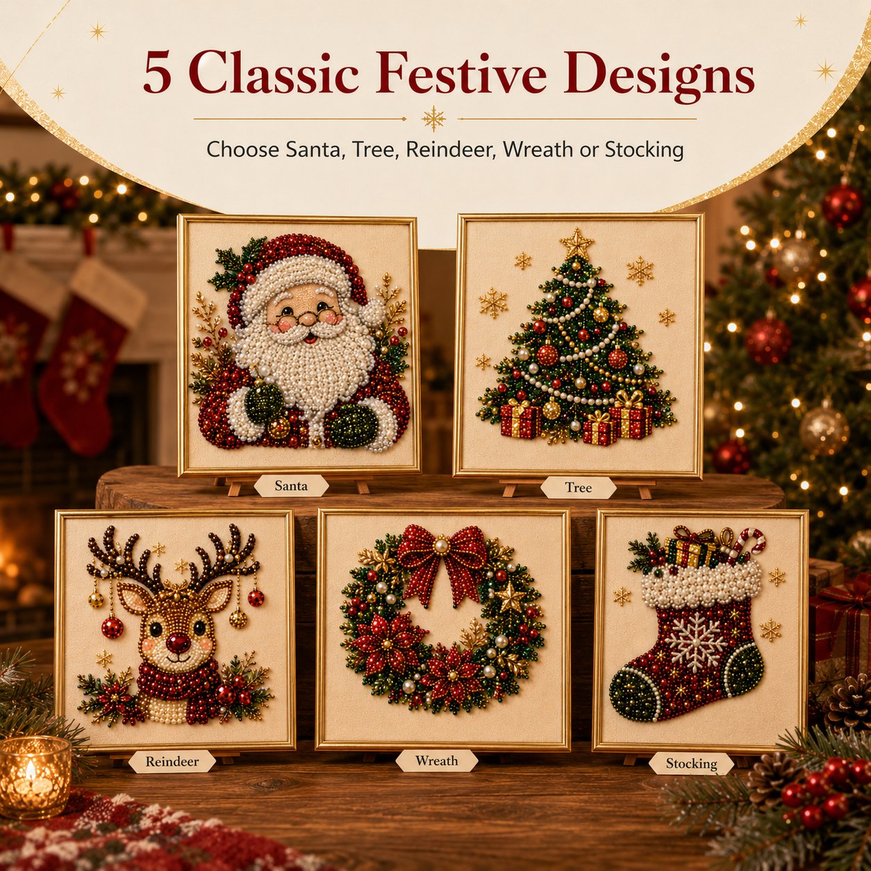 🎄DIY Christmas Pearl Diamond Painting Art Kit With Frame Relaxing & Beginner-Friendly 🎄🎄