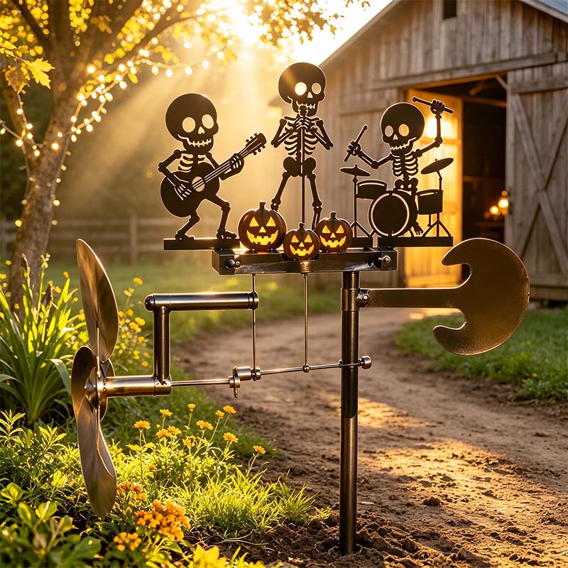 🔥🎃LAST DAY 50% OFF - 💀Halloween Skeleton Metal Drummer Kinetic Wind Spinner