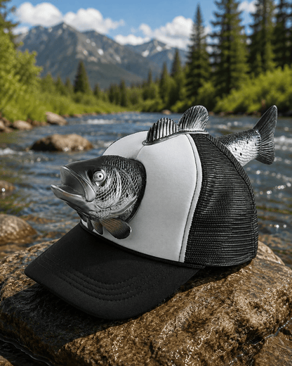 Funny 3D Bass Fish Trucker Hat – Unique Gift for Dads & Fishing Lovers
