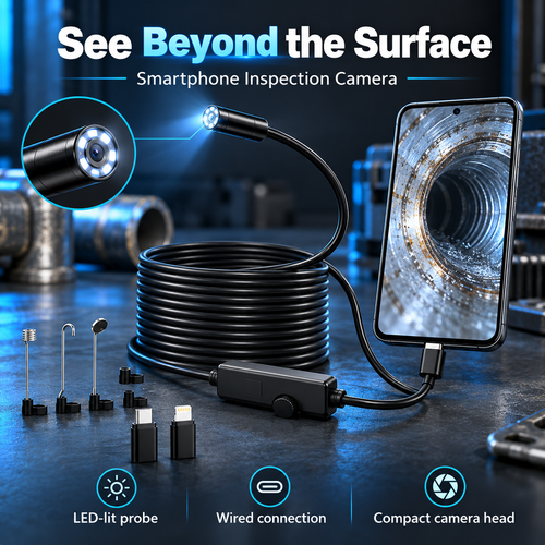 🔧 HD Inspection Camera – See Inside Tight Spaces 🔍