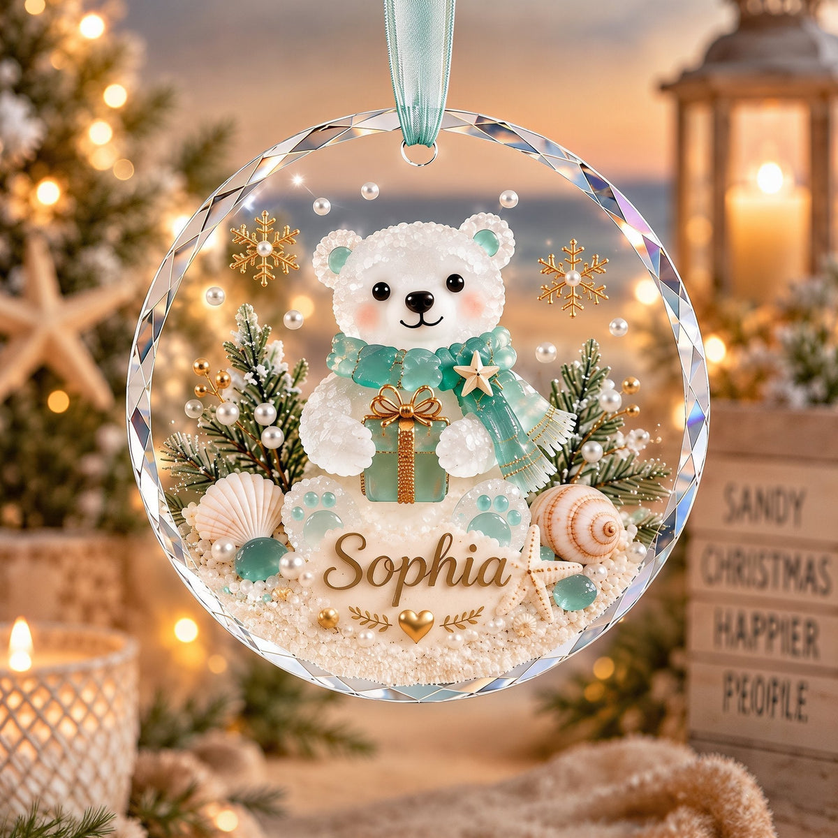🎄✨Personalized Coastal Beach Christmas Ornament