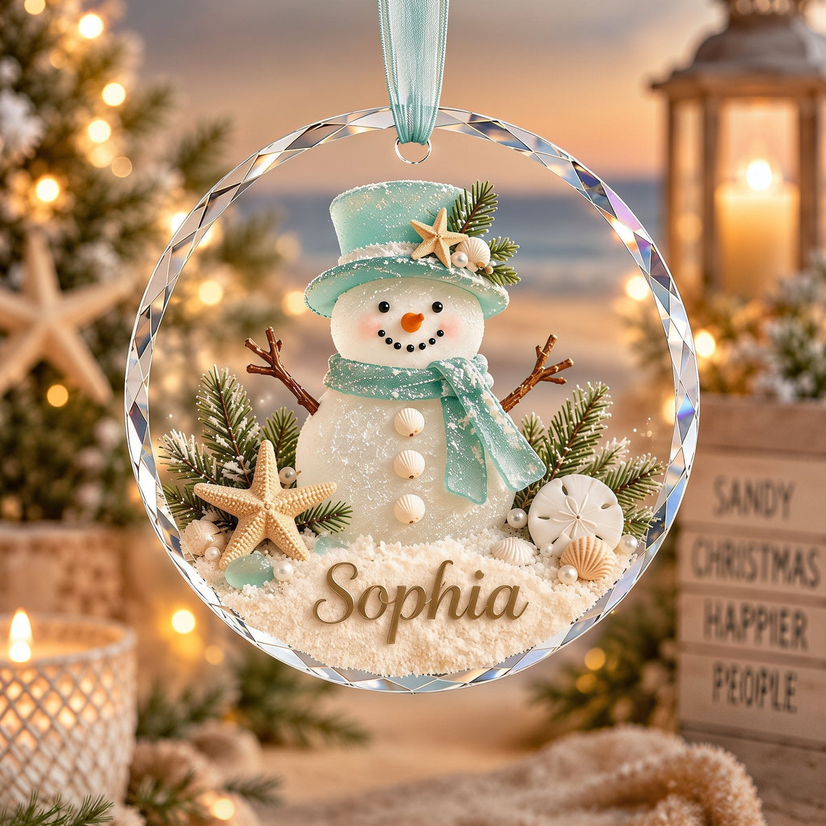 🎄✨Personalized Coastal Beach Christmas Ornament