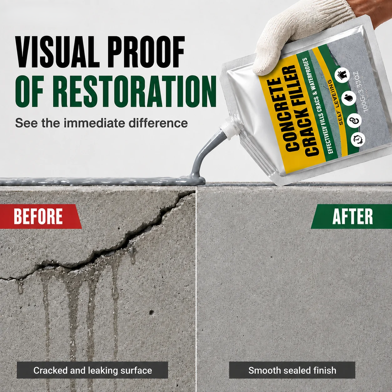 🏠 Waterproof Concrete Crack Filler for Indoor & Outdoor Use
