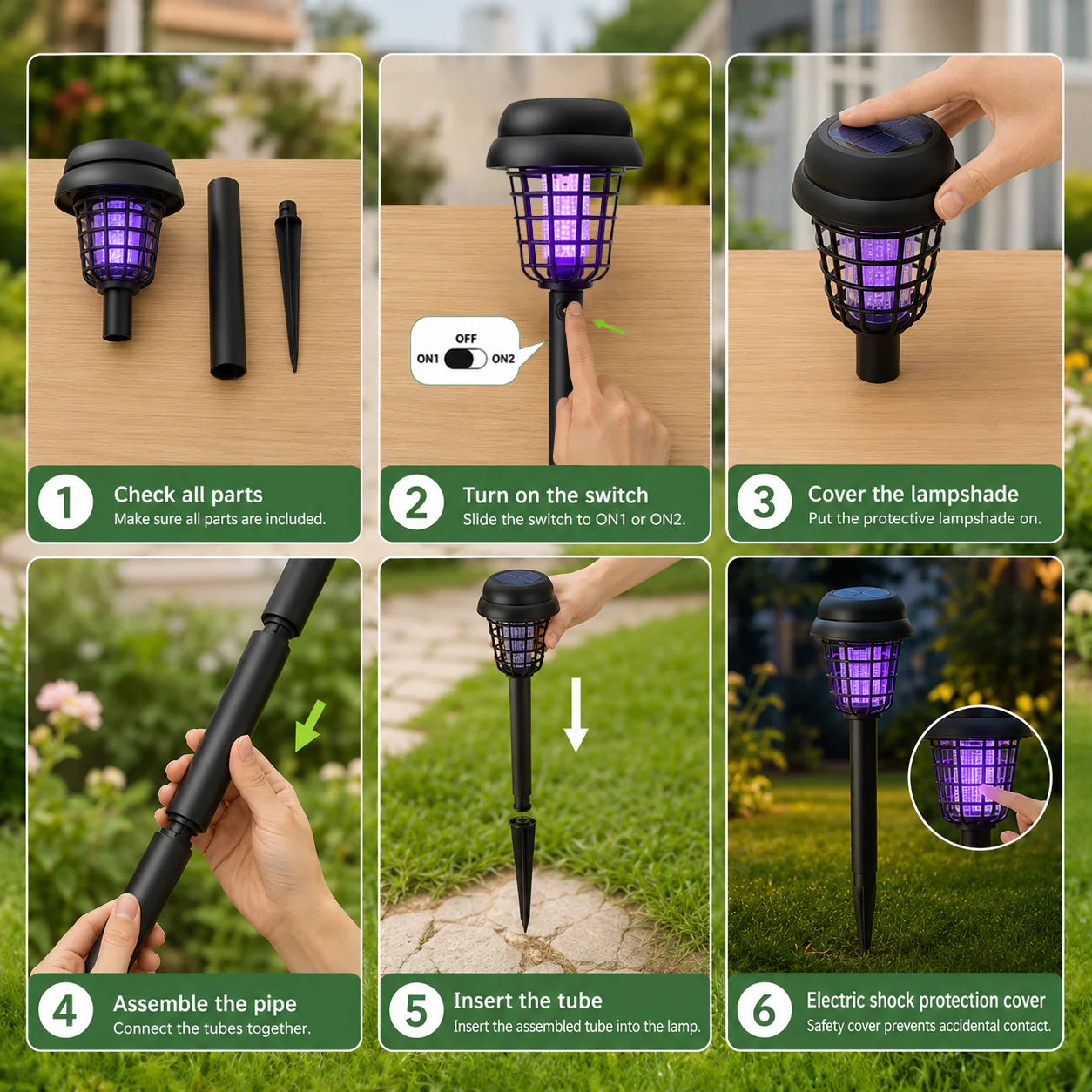 Solar-Powered Mosquito Killer Lamp-Outdoor Solar LED Mosquito Killer Garden Lamp