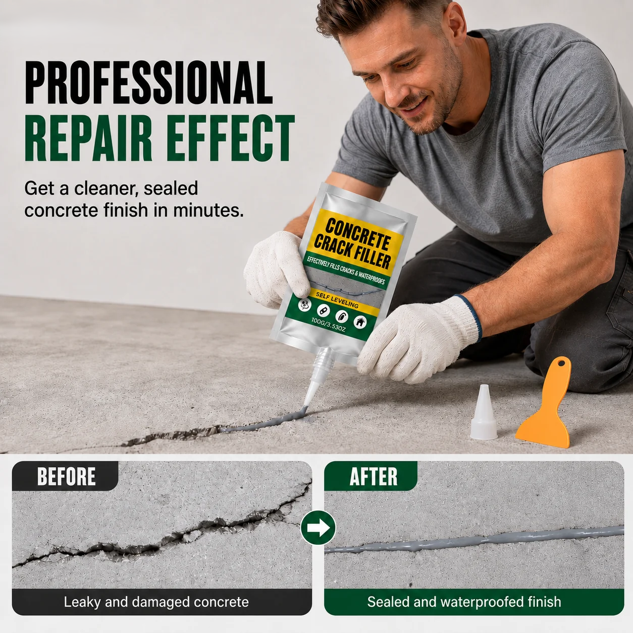 🏠 Waterproof Concrete Crack Filler for Indoor & Outdoor Use
