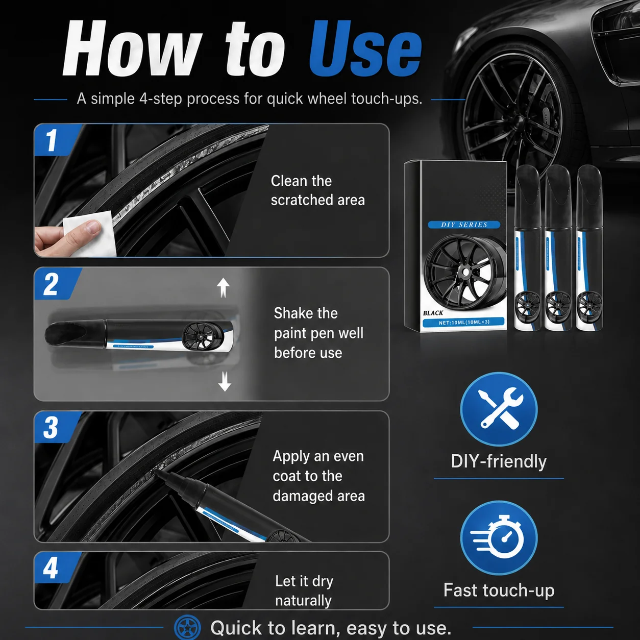 Acrylic wheel repair pen formula