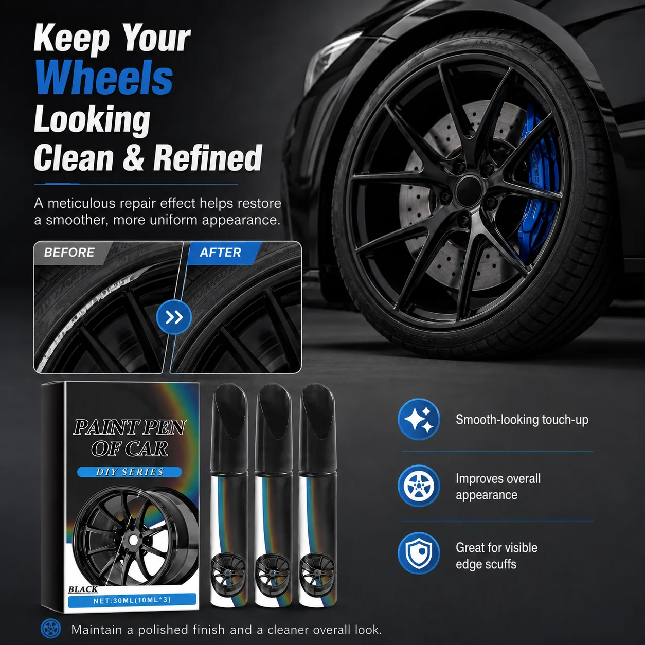 Easy wheel scratch repair pen
