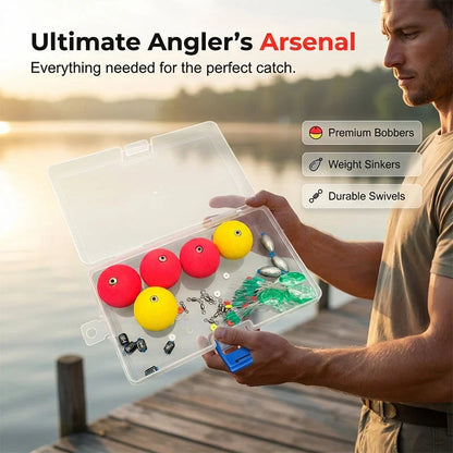 🎣50% OFF NOW! Complete Fishing Float & Sinker Rig Kit, High Visibility Bobber Tackle Set, Great Buoyancy, Portable Storage Box for Freshwater Saltwater Fishing