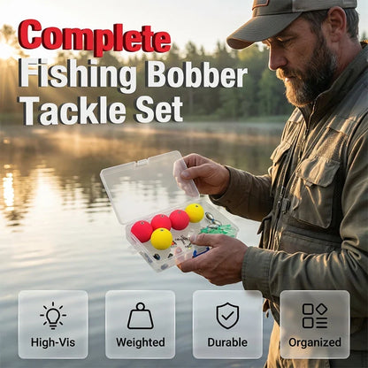 🎣50% OFF NOW! Complete Fishing Float & Sinker Rig Kit, High Visibility Bobber Tackle Set, Great Buoyancy, Portable Storage Box for Freshwater Saltwater Fishing
